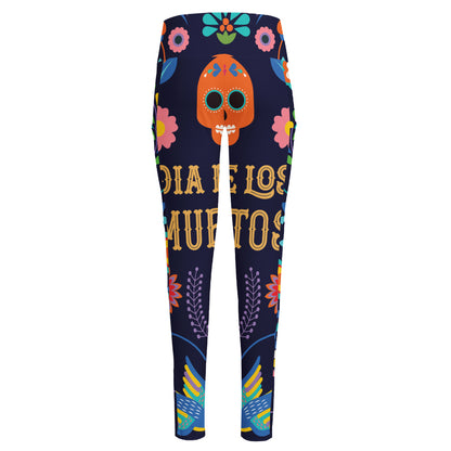 Cinco de Mayo Day Of The Dead Print High-Waisted Pocket Leggings