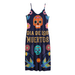 Cinco de Mayo Day Of The Dead Print Jersey Midi Cami Dress