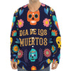 Cinco de Mayo Day Of The Dead Print Long Sleeve Baseball Jersey