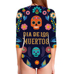 Cinco de Mayo Day Of The Dead Print Long Sleeve Swimsuit