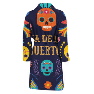 Cinco de Mayo Day Of The Dead Print Men's Bathrobe