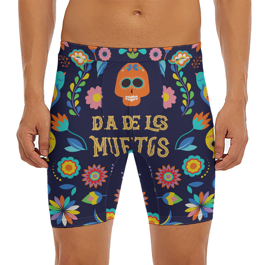 Cinco de Mayo Day Of The Dead Print Men's Long Boxer Briefs