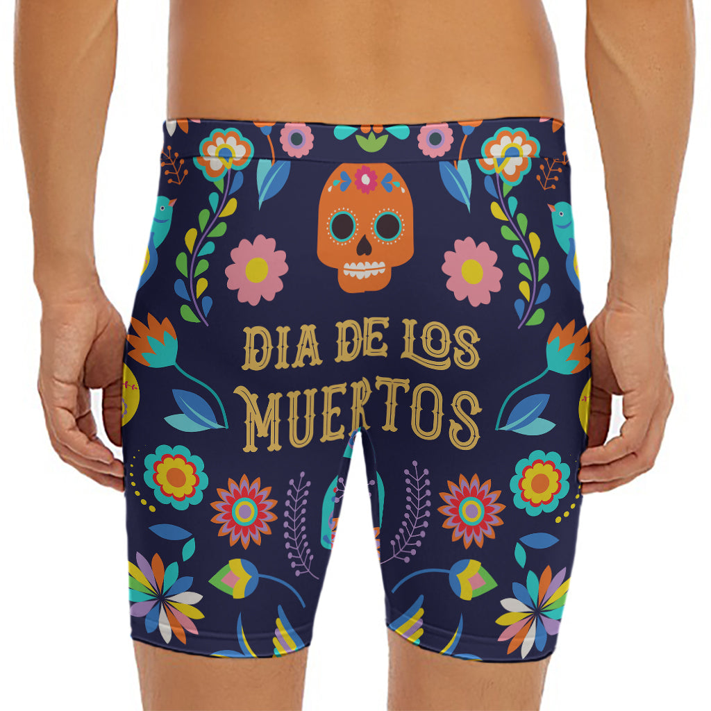 Cinco de Mayo Day Of The Dead Print Men's Long Boxer Briefs