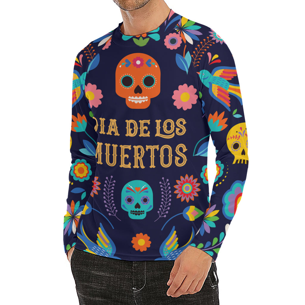 Cinco de Mayo Day Of The Dead Print Men's Long Sleeve Rash Guard