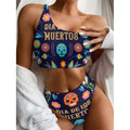Cinco de Mayo Day Of The Dead Print One Shoulder Bikini Set