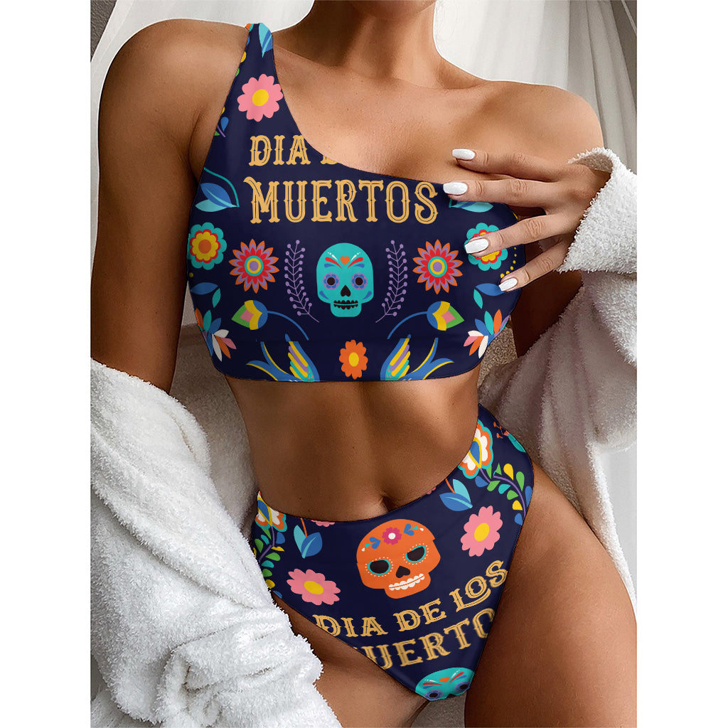 Cinco de Mayo Day Of The Dead Print One Shoulder Bikini Top