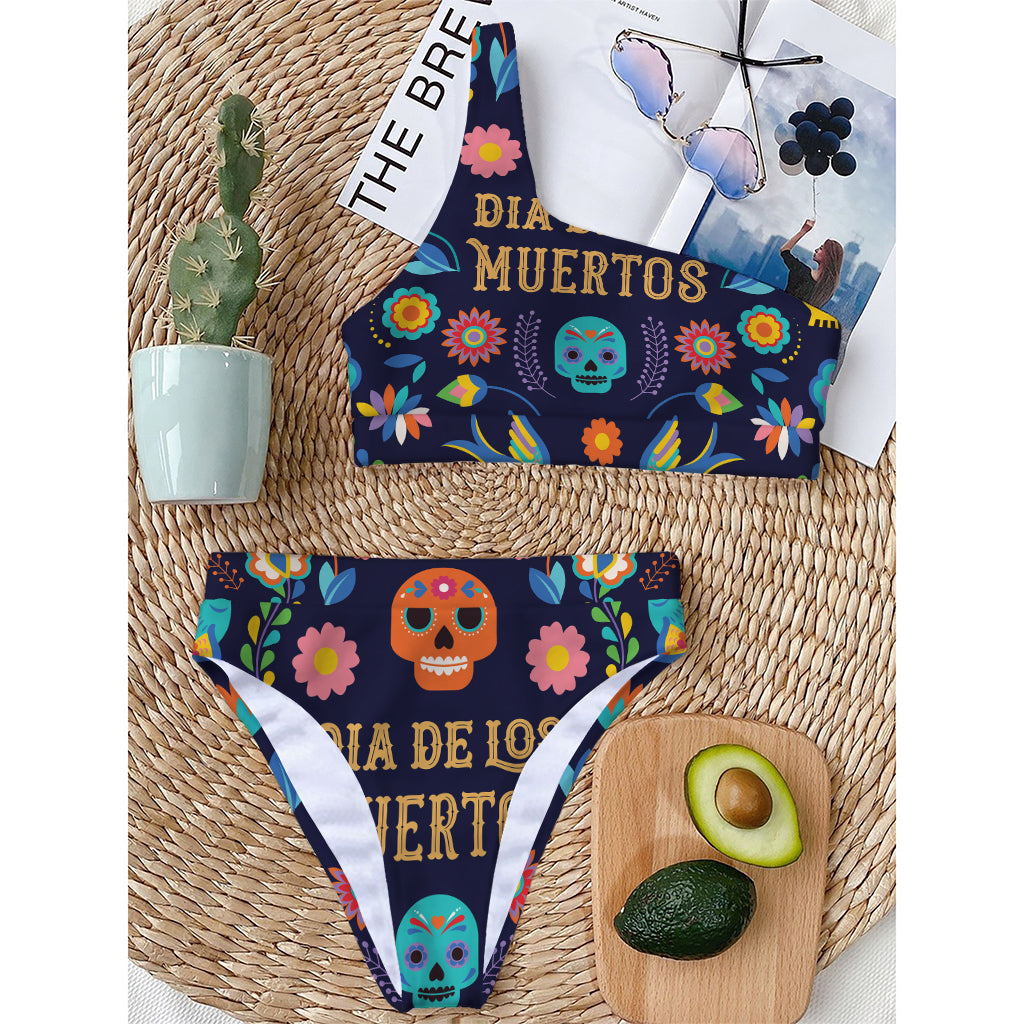 Cinco de Mayo Day Of The Dead Print One Shoulder Bikini Top