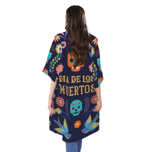 Cinco de Mayo Day Of The Dead Print Open Front Beach Cover Up