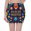 Cinco de Mayo Day Of The Dead Print Pencil Mini Skirt