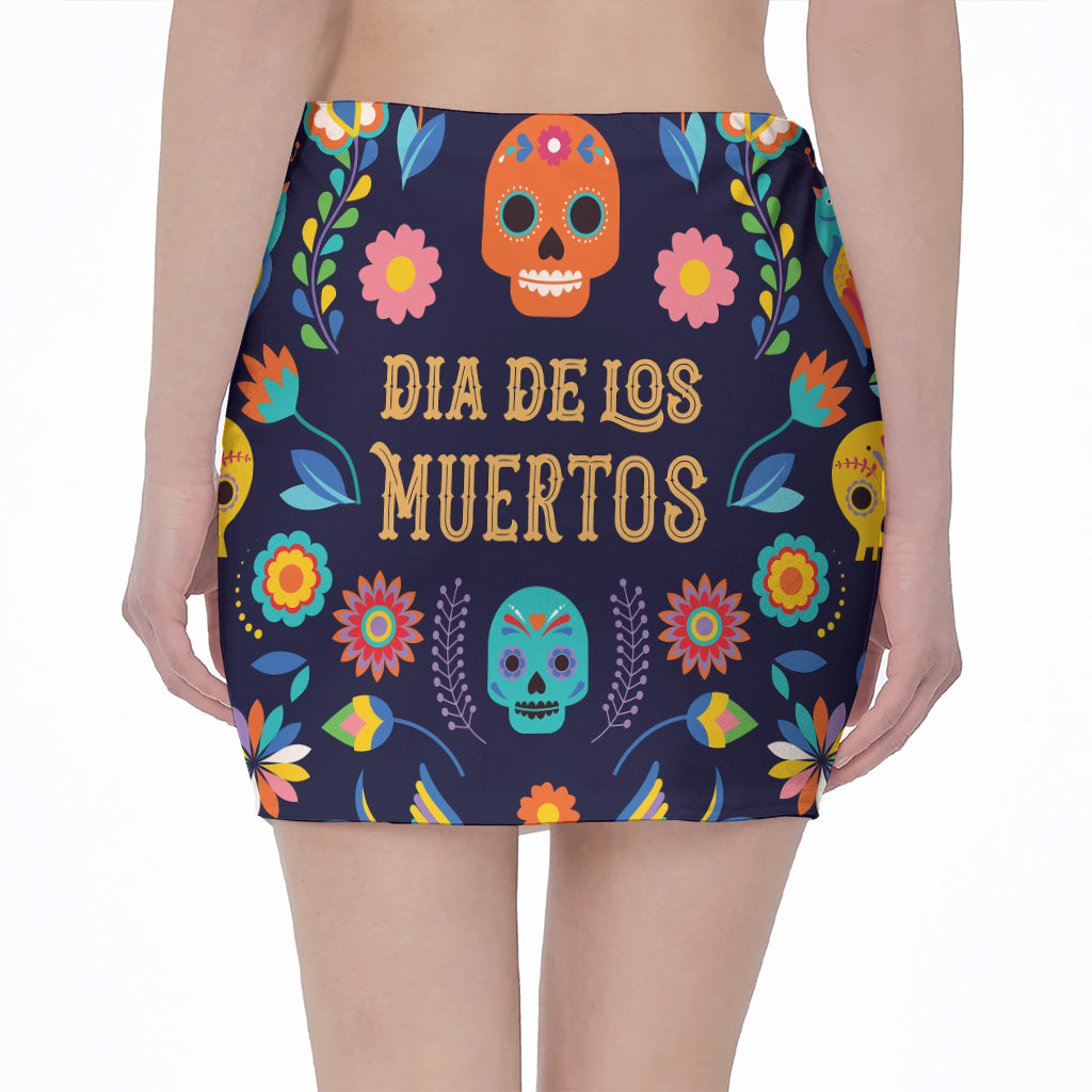 Cinco de Mayo Day Of The Dead Print Pencil Mini Skirt