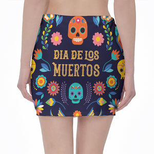 Cinco de Mayo Day Of The Dead Print Pencil Mini Skirt