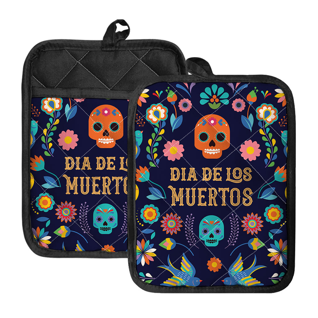 Cinco de Mayo Day Of The Dead Print Pot Holders With Pocket