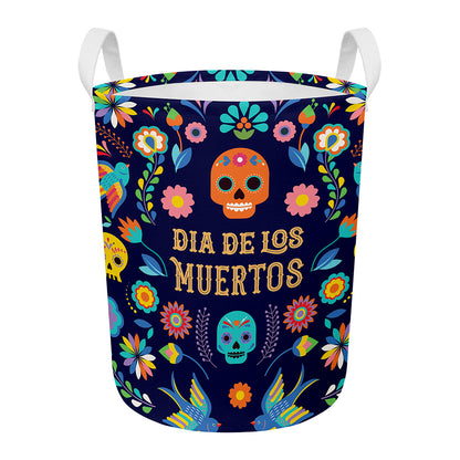 Cinco de Mayo Day Of The Dead Print Round Laundry Basket