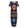 Cinco de Mayo Day Of The Dead Print Short Sleeve Long Nightdress