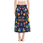 Cinco de Mayo Day Of The Dead Print Side Slit Midi Skirt