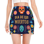 Cinco de Mayo Day Of The Dead Print Side Slit Mini Skirt