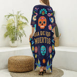 Cinco de Mayo Day Of The Dead Print Silk V-Neck Kaftan Dress