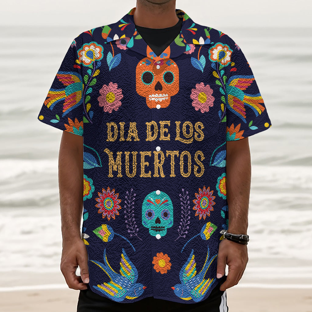 Cinco de Mayo Day Of The Dead Print Textured Short Sleeve Shirt