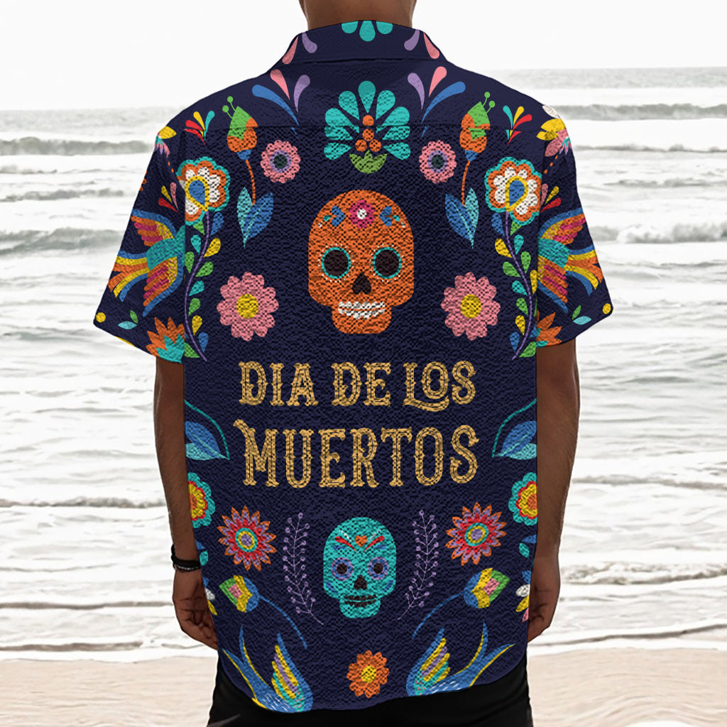 Cinco de Mayo Day Of The Dead Print Textured Short Sleeve Shirt