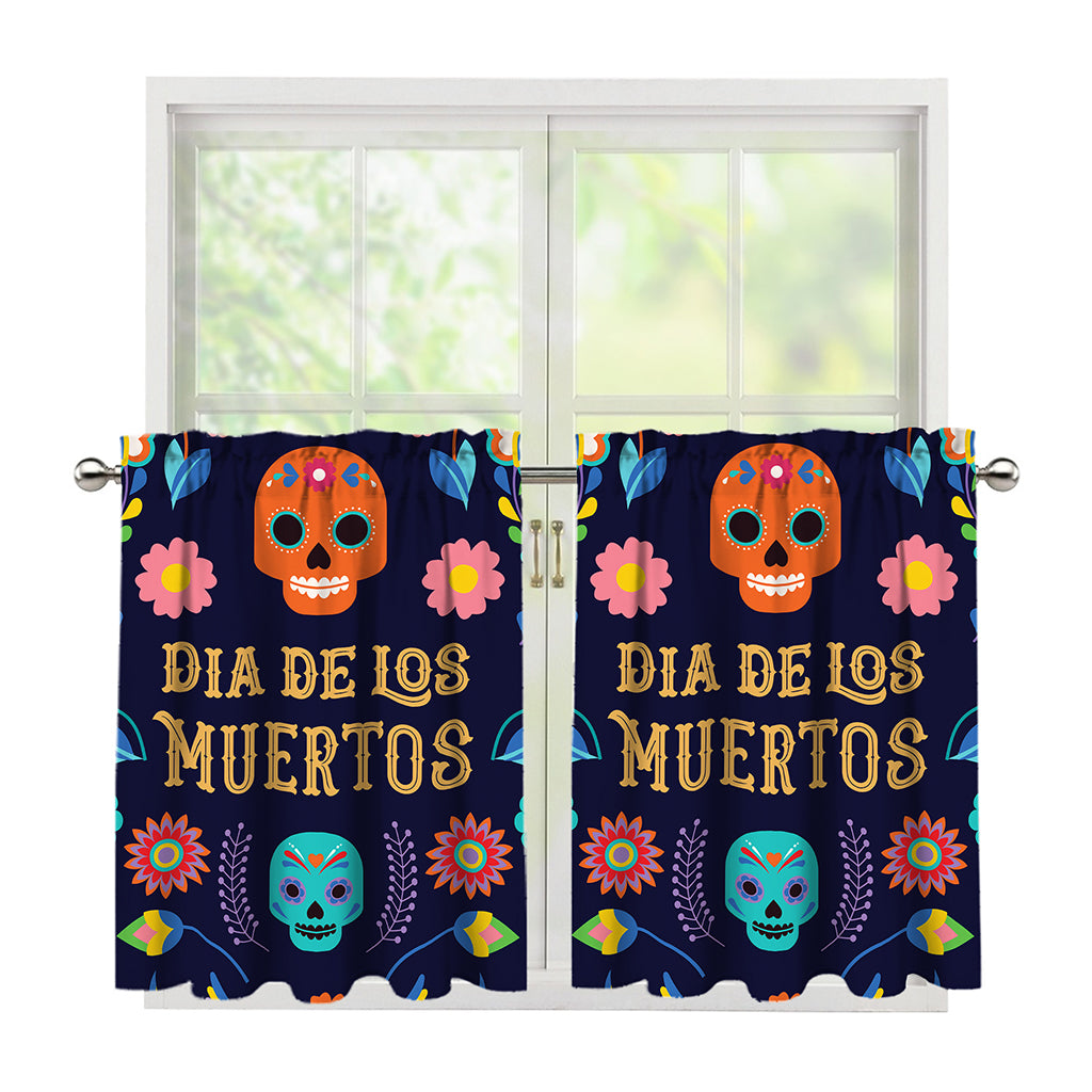 Cinco de Mayo Day Of The Dead Print Tier Curtains