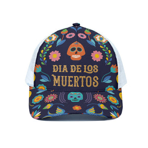 Cinco de Mayo Day Of The Dead Print White Mesh Trucker Cap