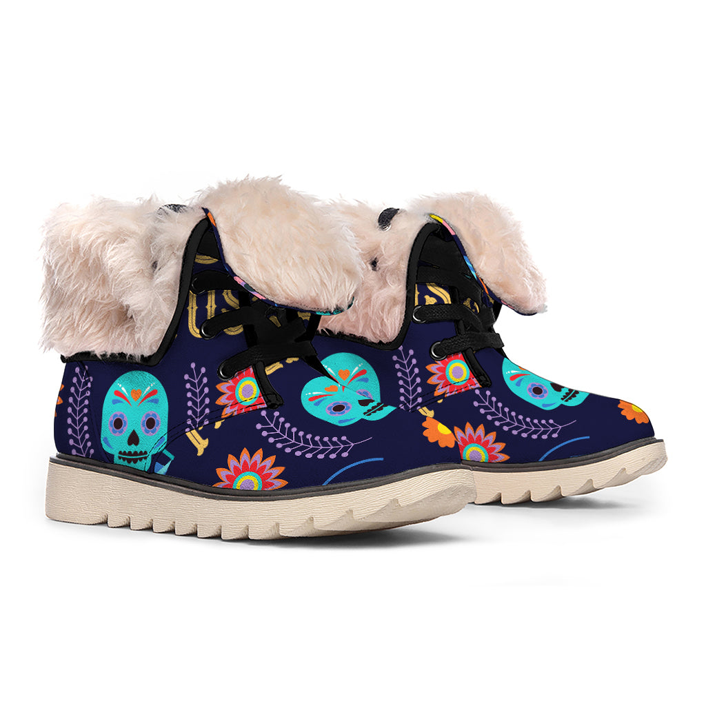 Cinco de Mayo Day Of The Dead Print Winter Boots