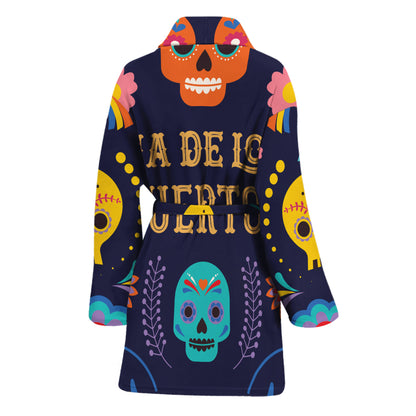 Cinco de Mayo Day Of The Dead Print Women's Bathrobe