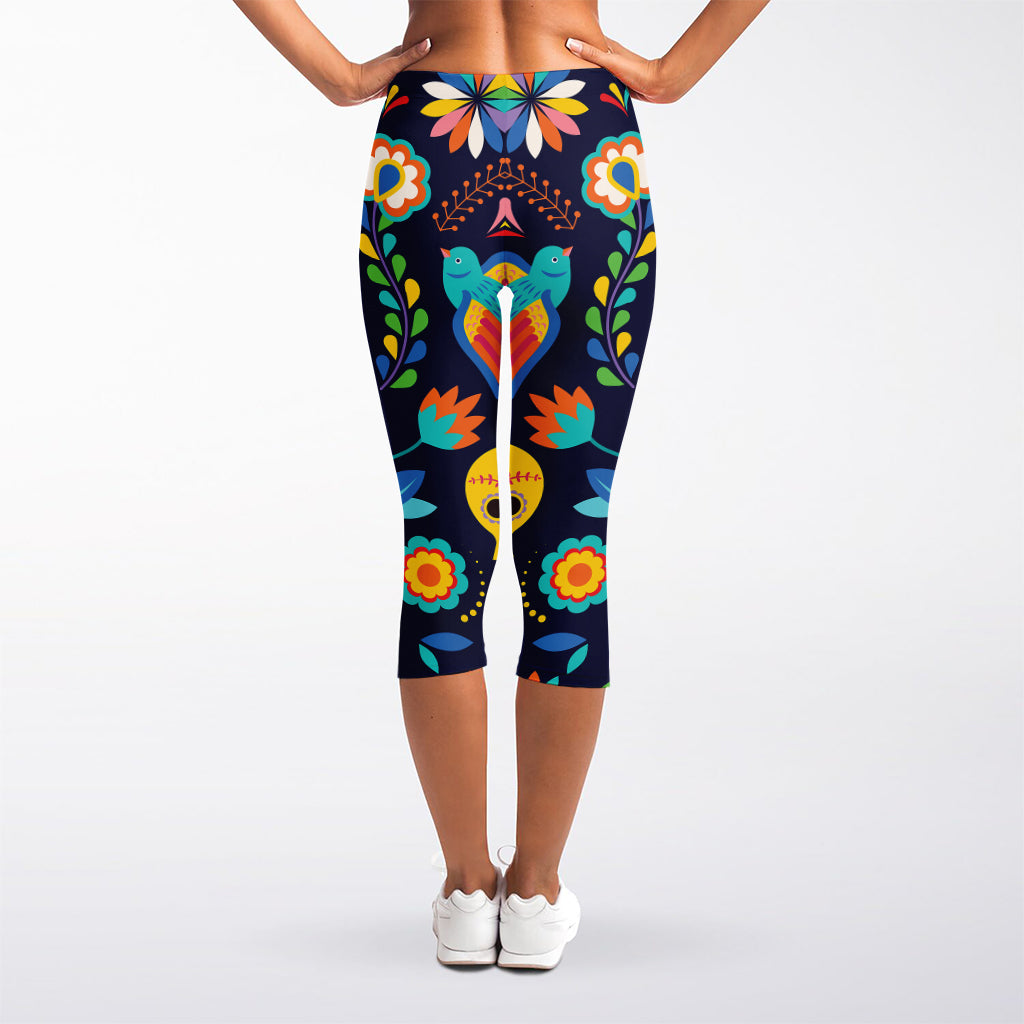 Cinco de Mayo Day Of The Dead Print Women's Capri Leggings