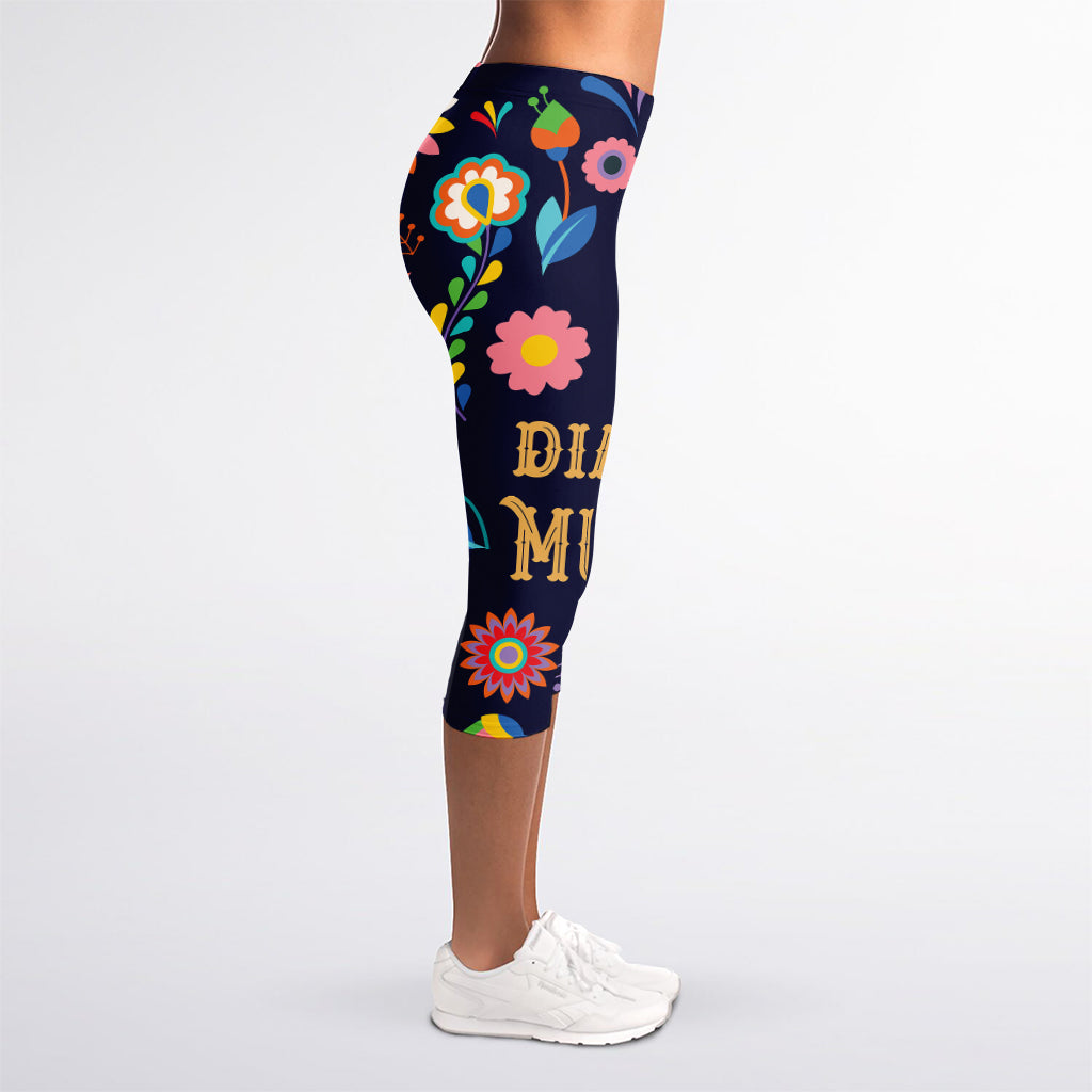 Cinco de Mayo Day Of The Dead Print Women's Capri Leggings