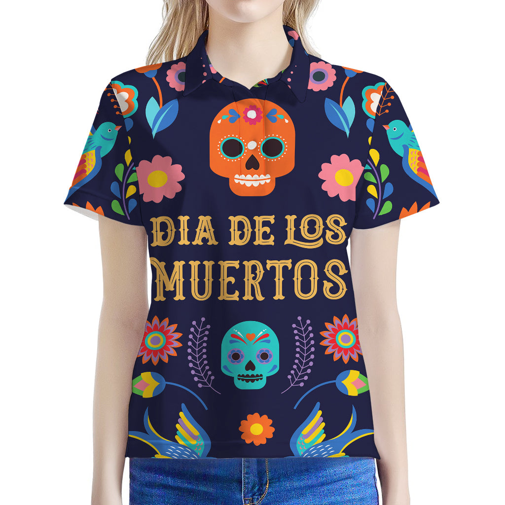 Cinco de Mayo Day Of The Dead Print Women's Polo Shirt