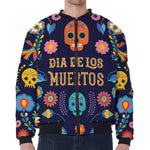 Cinco de Mayo Day Of The Dead Print Zip Sleeve Bomber Jacket