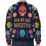 Cinco de Mayo Day Of The Dead Print Zip Sleeve Bomber Jacket