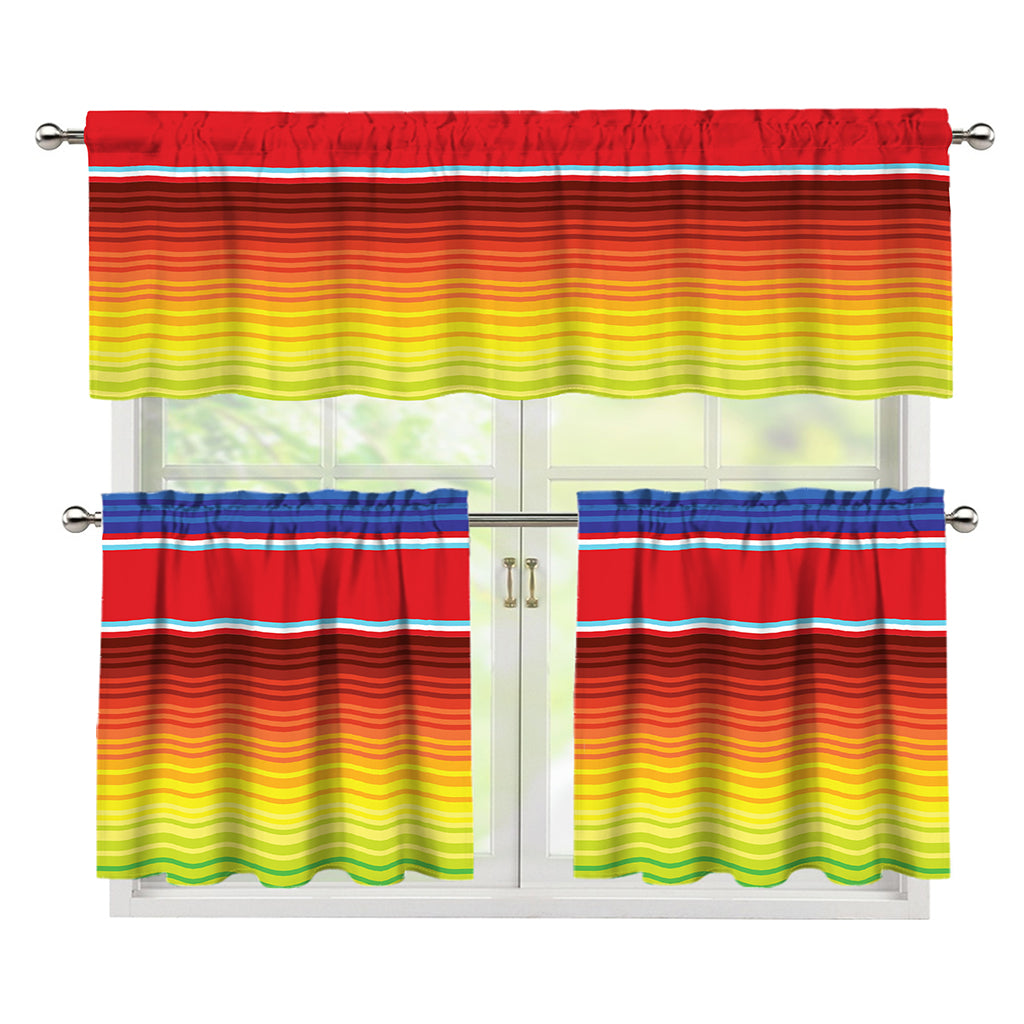 Cinco De Mayo Mexican Pattern Print 3 Piece Kitchen Curtains