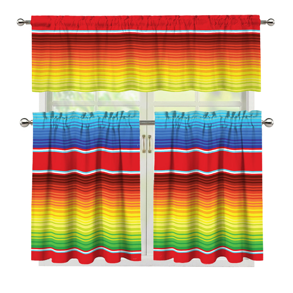 Cinco De Mayo Mexican Pattern Print 3 Piece Kitchen Curtains