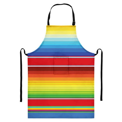 Cinco De Mayo Mexican Pattern Print Bib Apron With Pocket