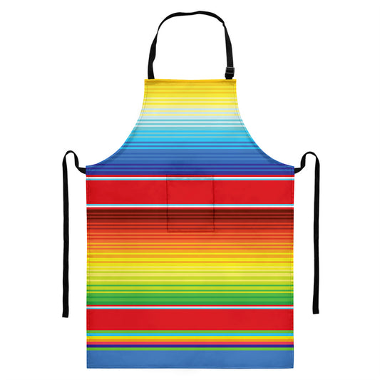 Cinco De Mayo Mexican Pattern Print Bib Apron With Pocket