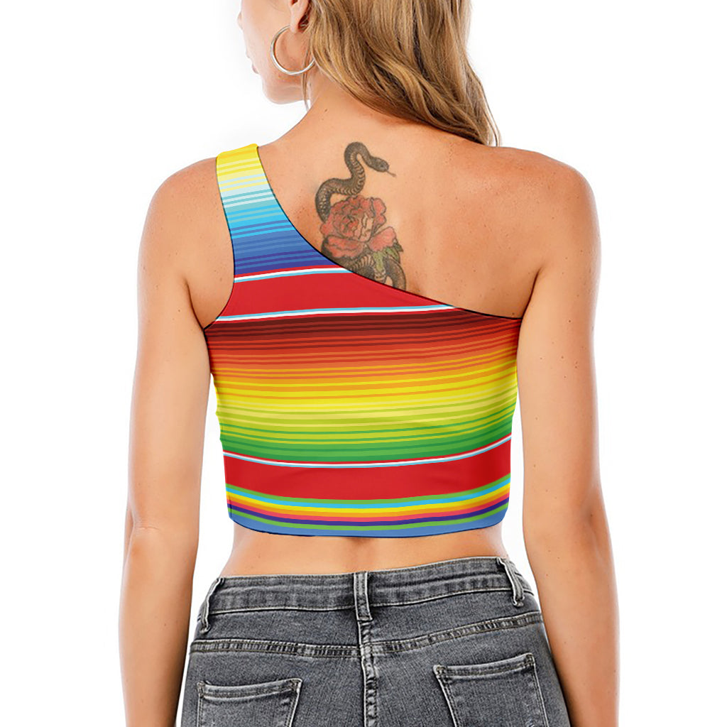 Cinco De Mayo Mexican Pattern Print One Shoulder Crop Top