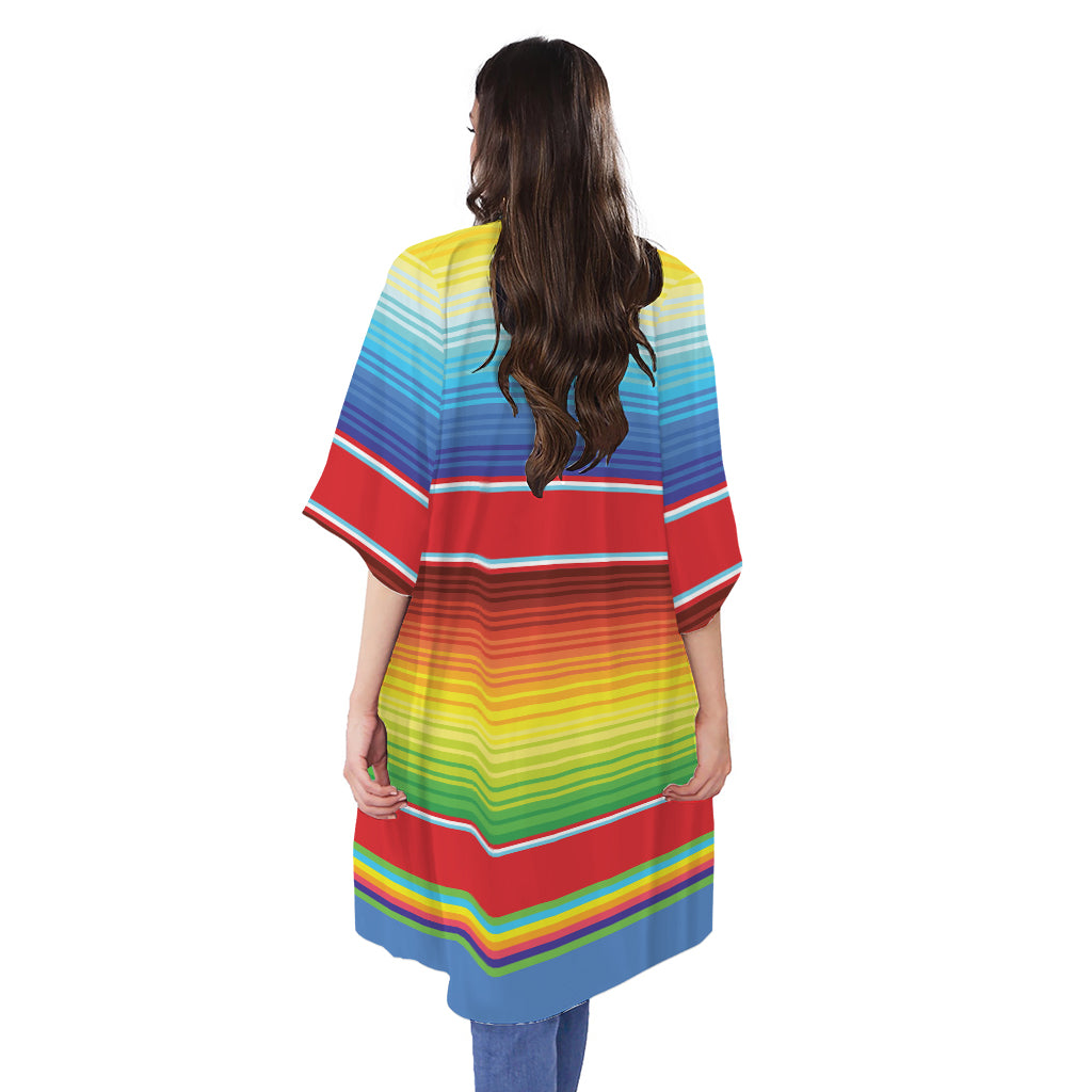 Cinco De Mayo Mexican Pattern Print Open Front Beach Cover Up