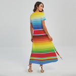 Cinco De Mayo Mexican Pattern Print Short Sleeve Maxi Dress