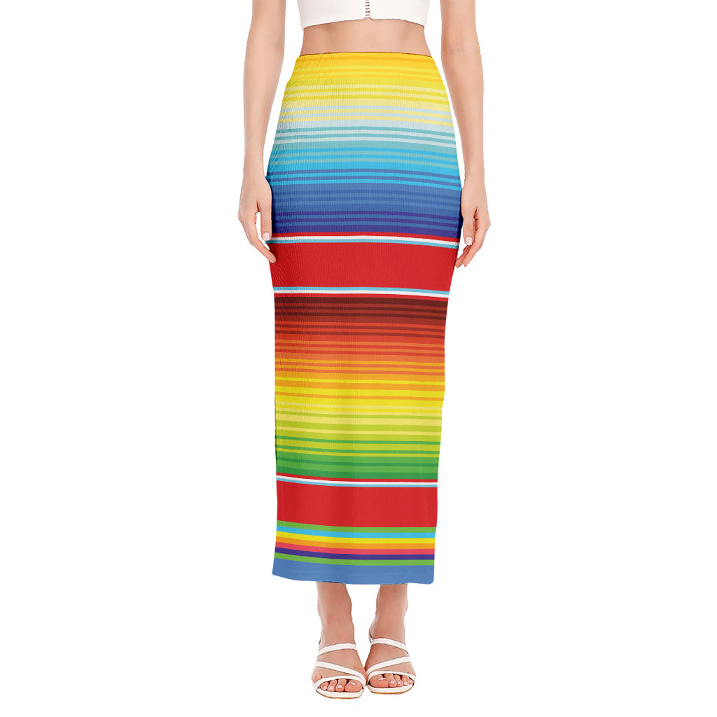 Cinco De Mayo Mexican Pattern Print Side Slit Maxi Skirt