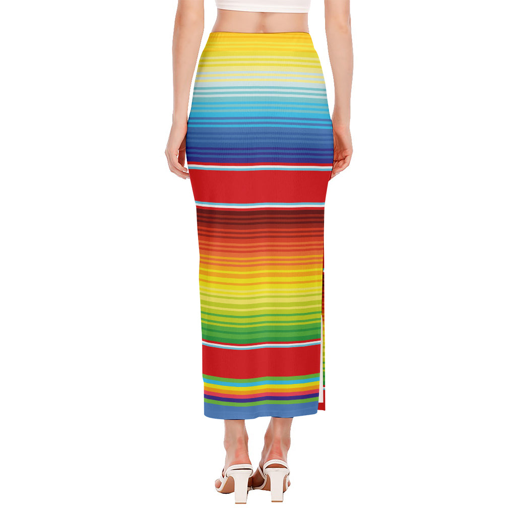 Cinco De Mayo Mexican Pattern Print Side Slit Maxi Skirt