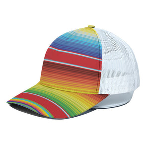 Cinco De Mayo Mexican Pattern Print White Mesh Trucker Cap