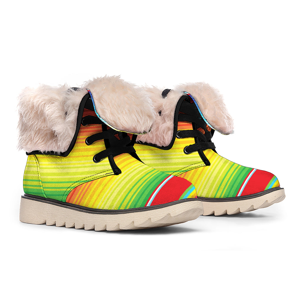 Cinco De Mayo Mexican Pattern Print Winter Boots