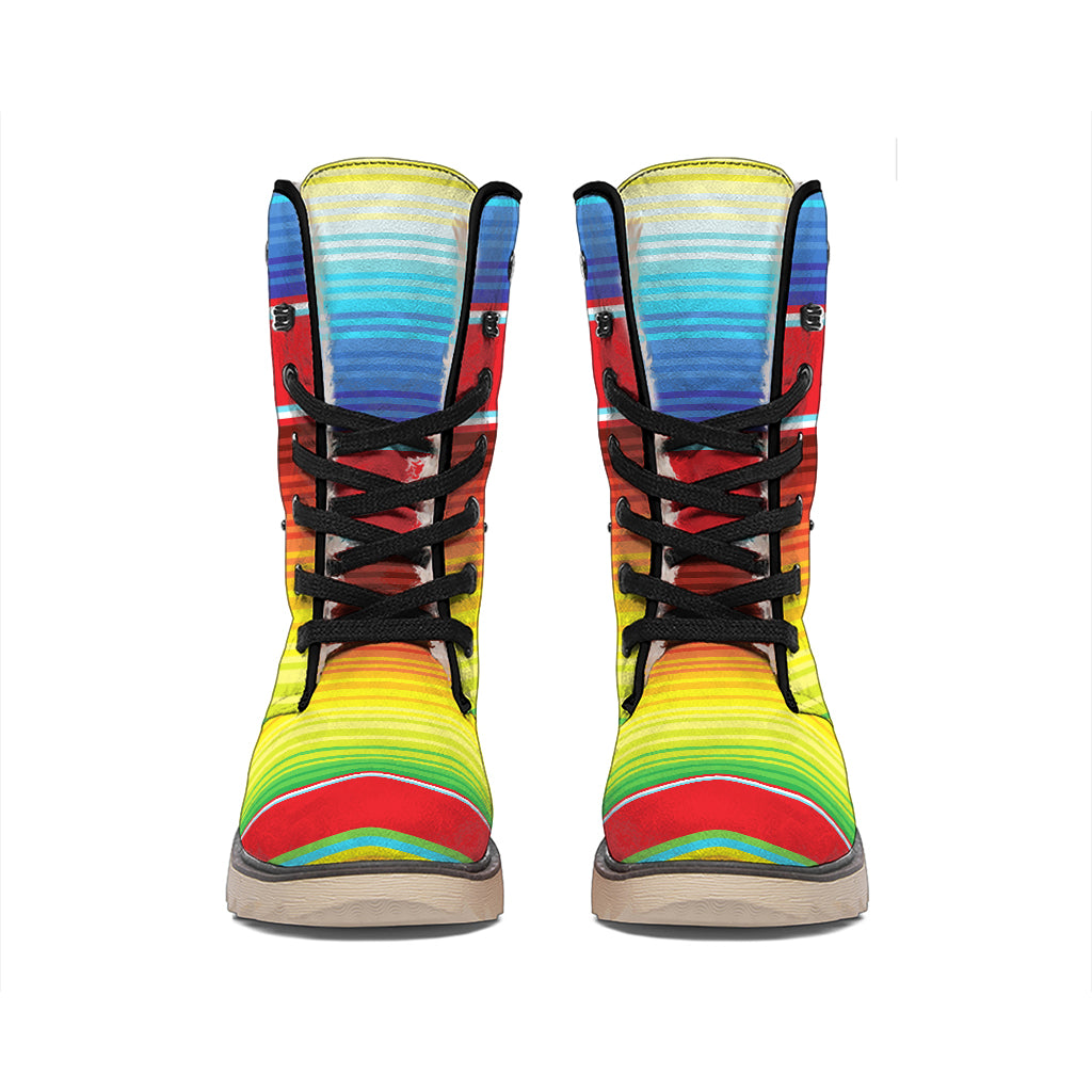 Cinco De Mayo Mexican Pattern Print Winter Boots