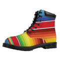 Cinco De Mayo Mexican Pattern Print Padded Collar Lace Up Boots