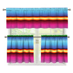 Cinco De Mayo Mexican Stripe Print 3 Piece Kitchen Curtains