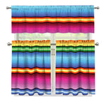 Cinco De Mayo Mexican Stripe Print 3 Piece Kitchen Curtains