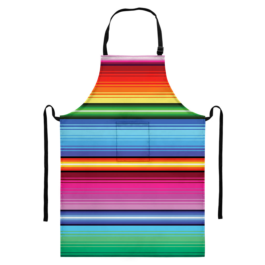 Cinco De Mayo Mexican Stripe Print Bib Apron With Pocket