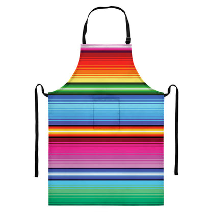 Cinco De Mayo Mexican Stripe Print Bib Apron With Pocket