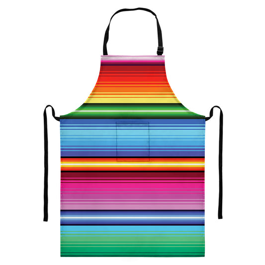 Cinco De Mayo Mexican Stripe Print Bib Apron With Pocket